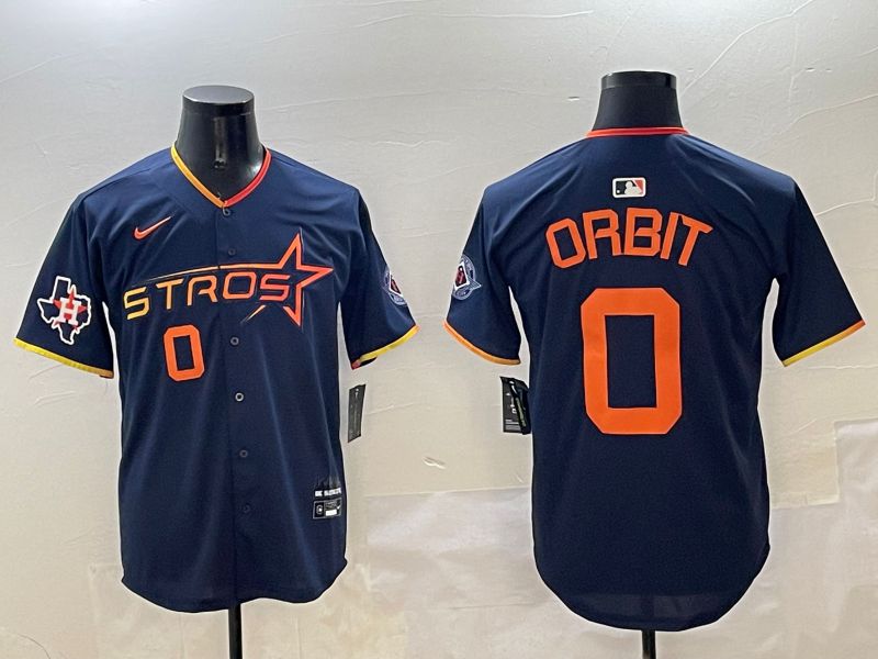 Men Houston Astros #0 Orbit Drak Blue Three generations Joint Name 2025 Nike MLB Jersey style 2